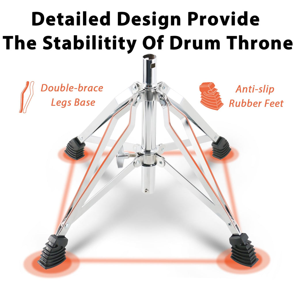 EASTROCK Drum Throne Drum Stools with 4 Legs Support,Universal Height Adjustable Drum Seat for Drummer Adult (Black)