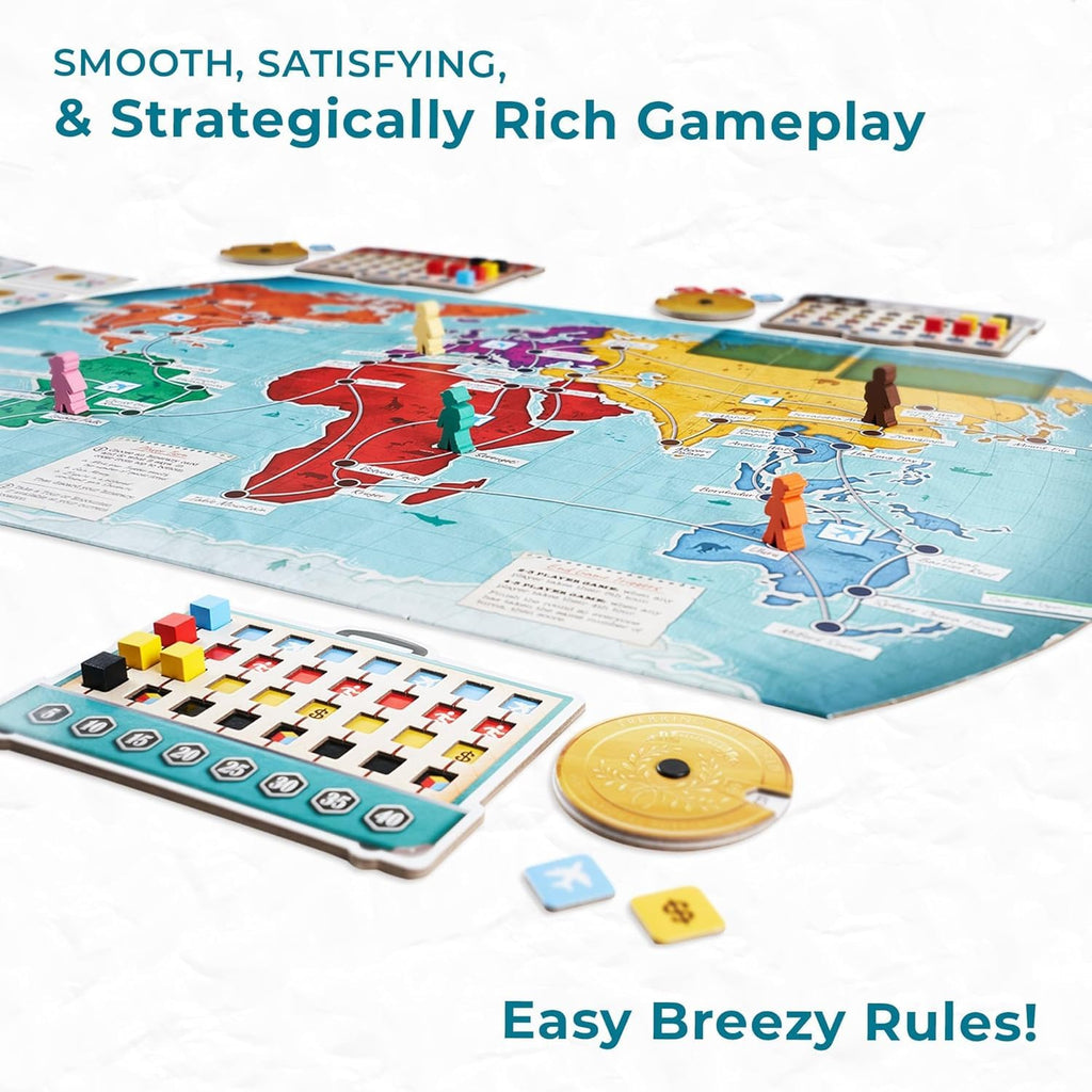Trekking the World 2nd Edition - Award-Winning Board Games for Kids & Adults Ages 12+ - Easy-to-Learn Strategy Journey for Globetrotters, Perfect for Family Game Night & Educational Fun