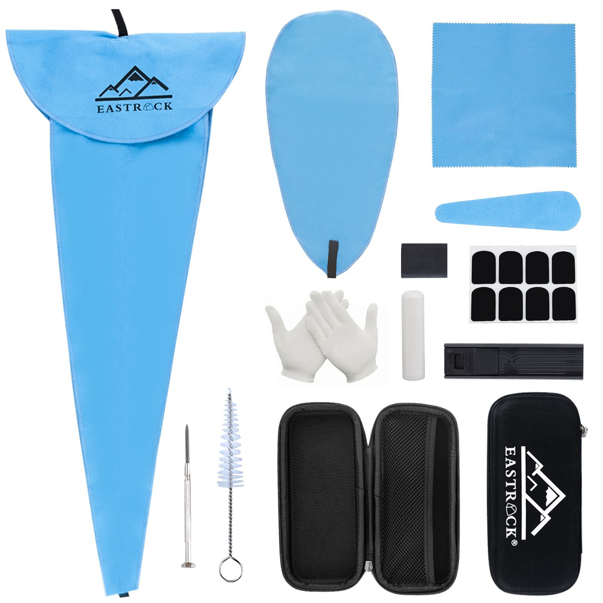 EASTROCK Saxophone Cleaning Kit with EVA Case for Alto Tenor Sax Clarinet Flute and other Wind & Woodwind Struments,Including Sax Cleaning Swab(4pcs),Mouthpiece Brush