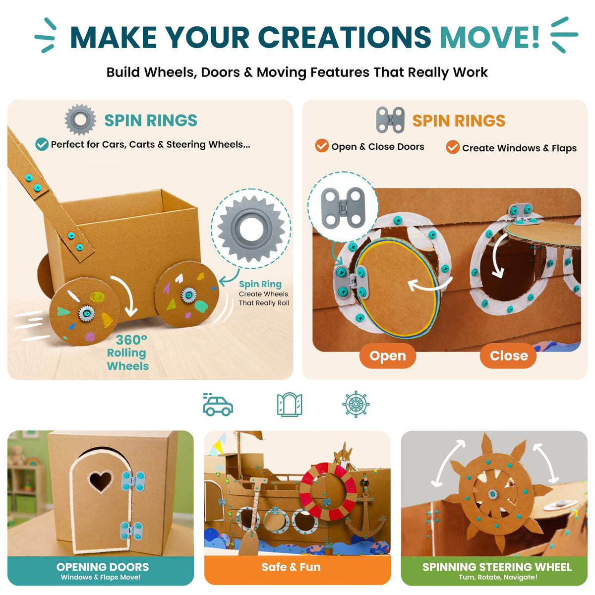 Cardboard Tools for Kids, STEM Construction Kit Safe Cutter Set