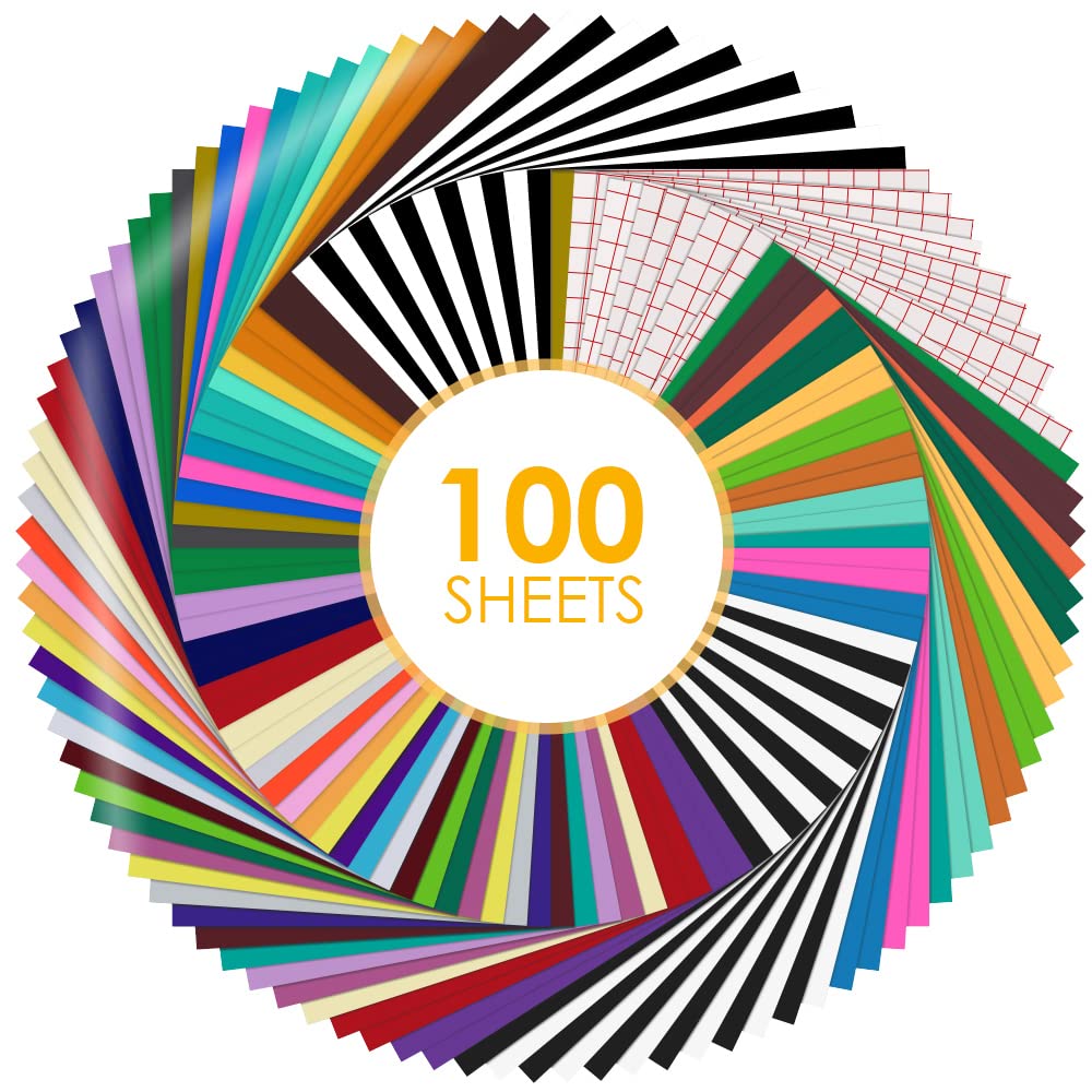 HTVRONT Permanent Vinyl, 100 Pack, 12"x12", Compatible with Cricut Machine