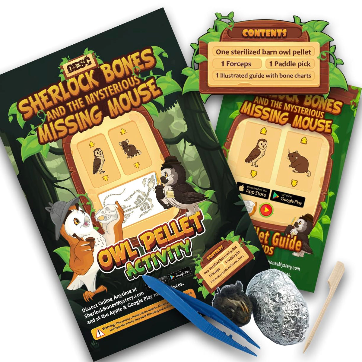 Sherlock Bones Barn Owl Pellet Dissection Kit with Tools, 1-Pack by OBDK