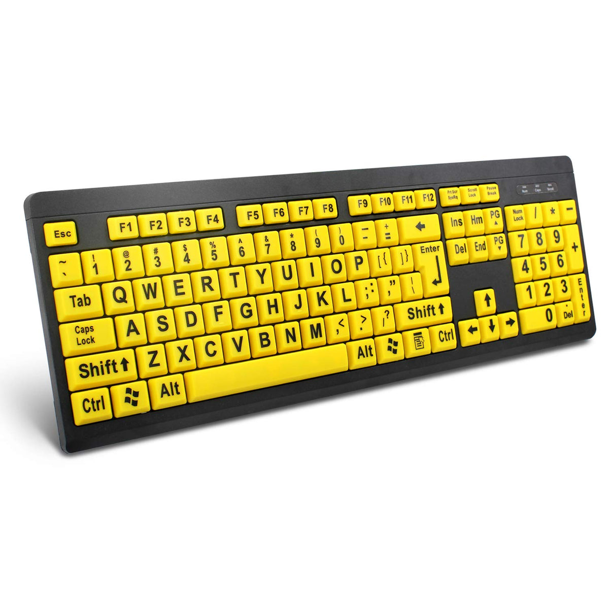 Large Print High-Contrast Keyboard – Yellow Keys with Black Letters | Accessible Computer Keyboard