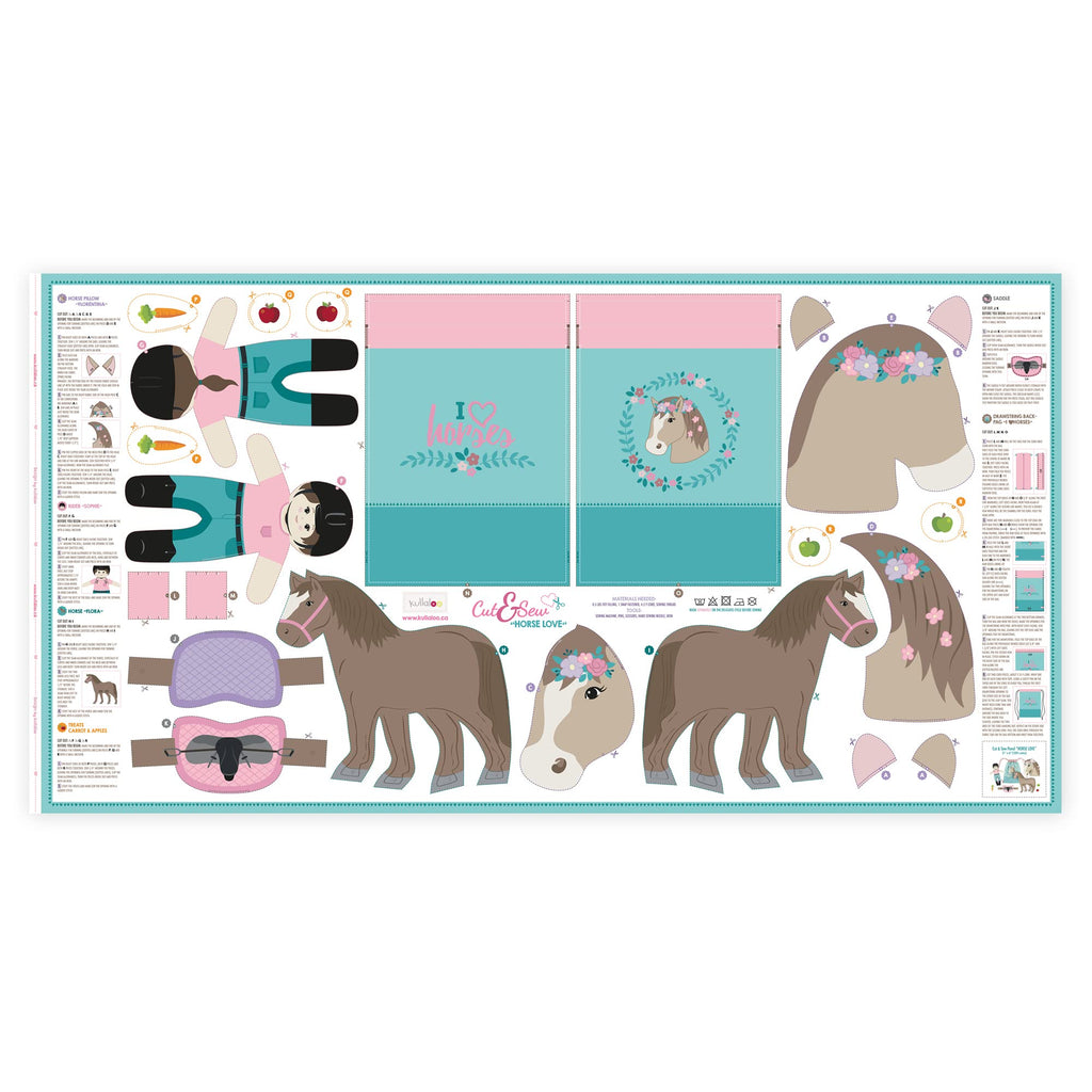 kullaloo Horse-Themed Fabric Panel Sewing Kit ✦ Cut & Sew DIY Project for Kids & Beginners ✦ Includes 8 Projects – Great for Girls, Boys, and Family Craft Time (Horse Love)