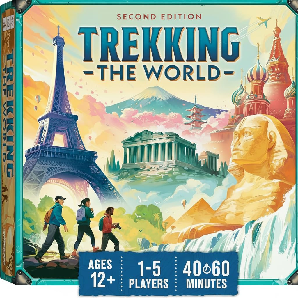 Trekking the World 2nd Edition - Award-Winning Board Games for Kids & Adults Ages 12+ - Easy-to-Learn Strategy Journey for Globetrotters, Perfect for Family Game Night & Educational Fun