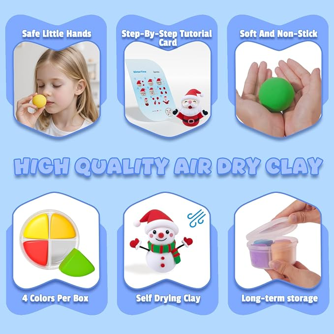 Air Dry Clay Kit with 4 Skulpting Tools - Christmas Themed