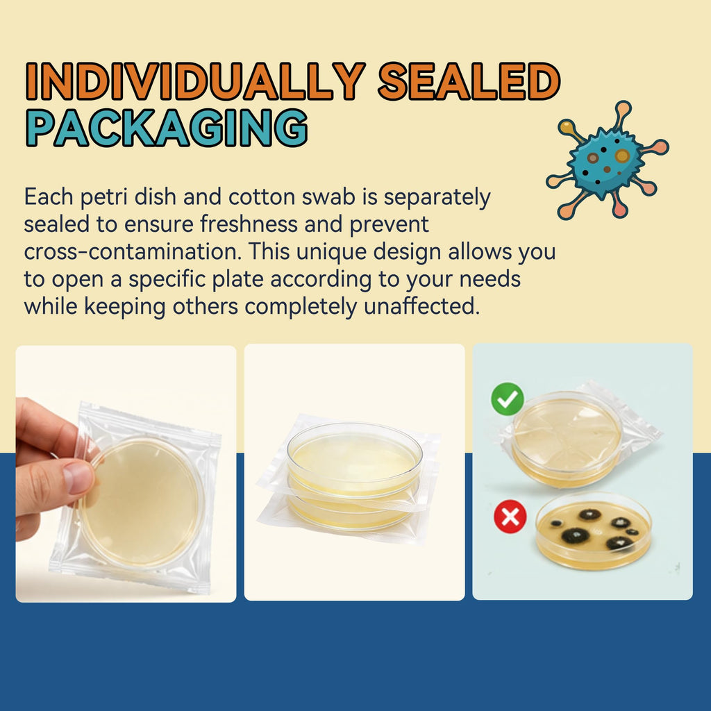 12-Pack Pre-Poured Agar Plates Petri Dishes Home Mold Test Kit with Swabs