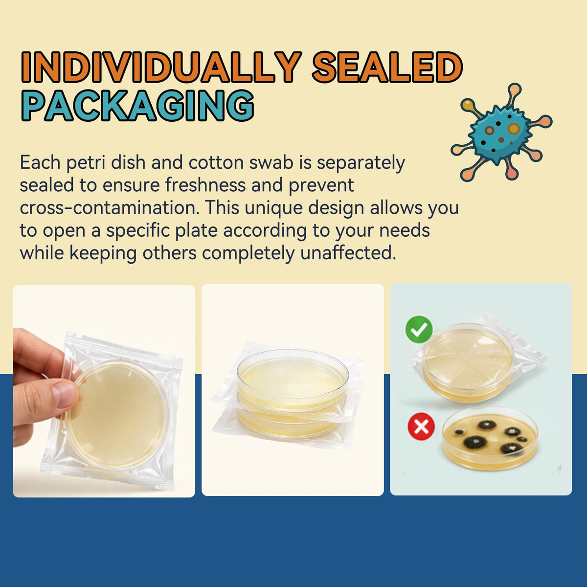 12-Pack Pre-Poured Agar Plates Petri Dishes Home Mold Test Kit with Swabs