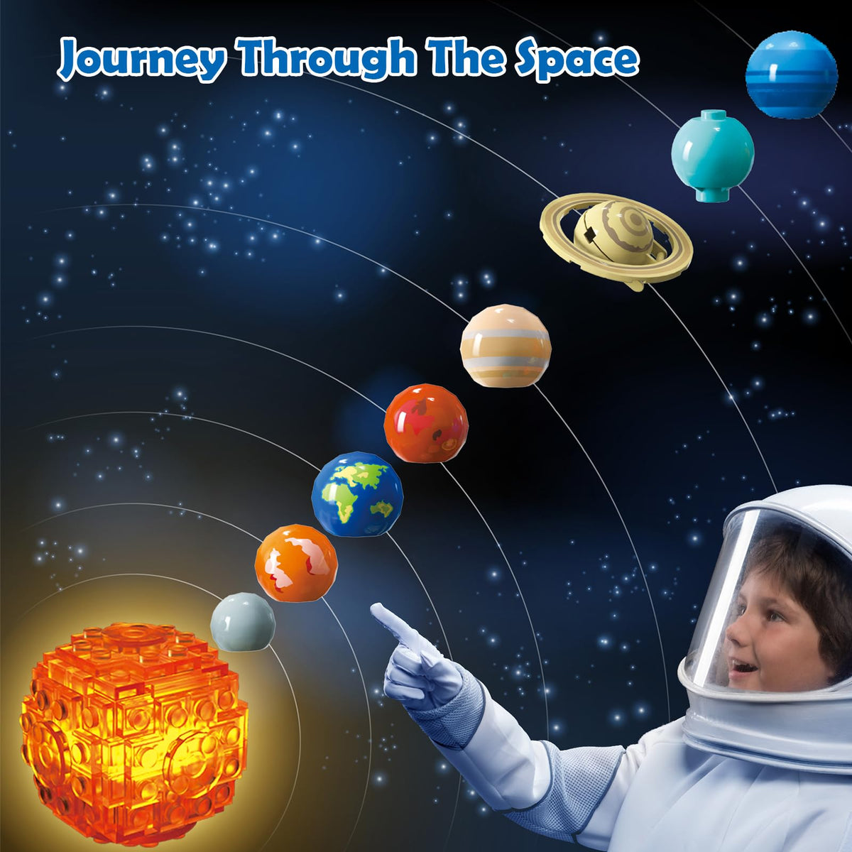 CUBIMANA Solar System Building Sets with Light for Boys 8+ with 8 Planets