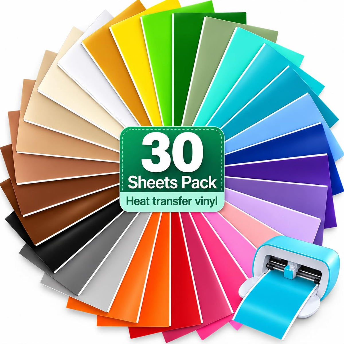 Smart Iron-On Heat Transfer Vinyl – 30 Sheets – 5.5" x 12" – Cutting Machine Compatible