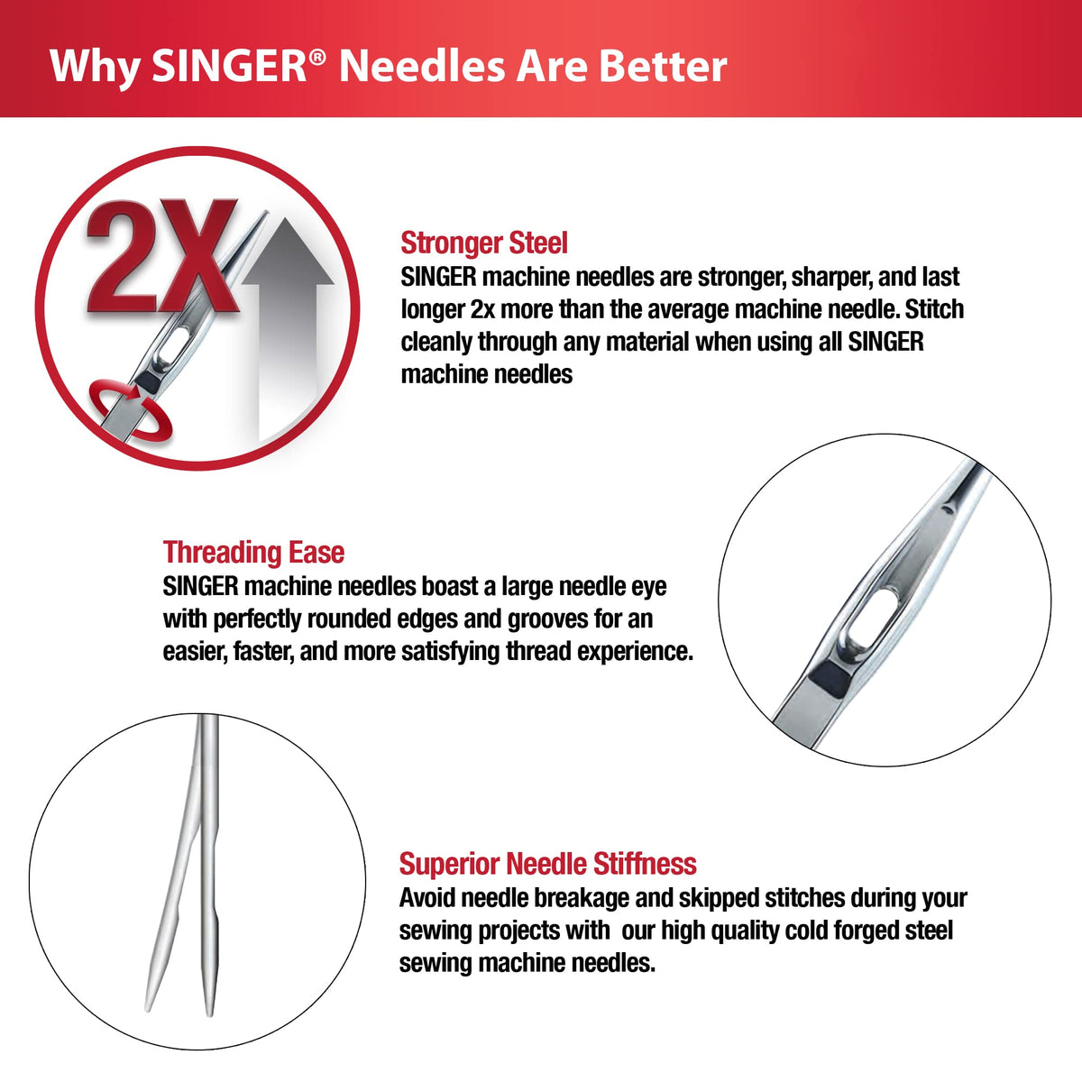 SINGER Universal Needles, 70/10, 5Ct, for Sheer & Lightweight Fabrics