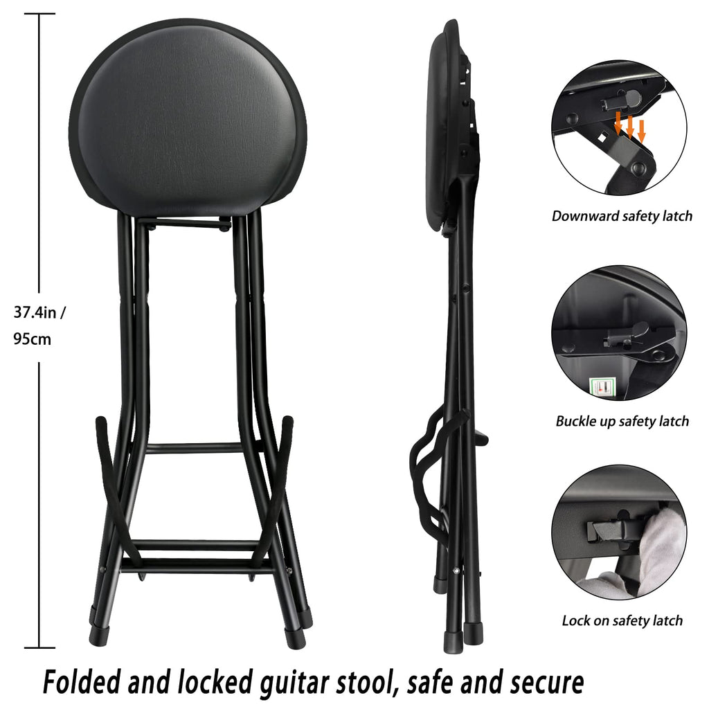 EASTROCK Portable Guitar Stool with Stand, Cushioned Seat, Rubber Feet
