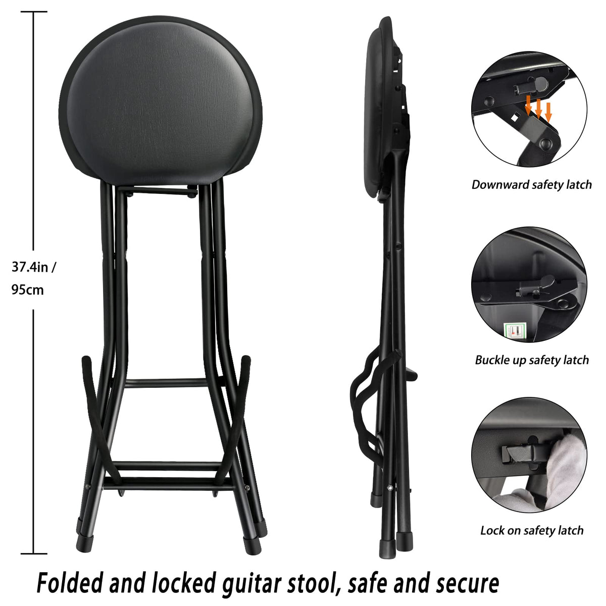 EASTROCK Portable Guitar Stool with Stand, Cushioned Seat, Rubber Feet
