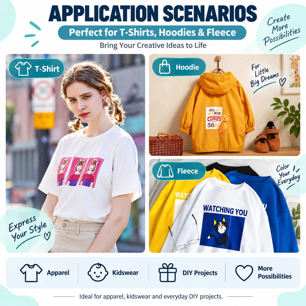 Smart Iron-On Heat Transfer Vinyl – 30 Sheets – 5.5" x 12" – Cutting Machine Compatible