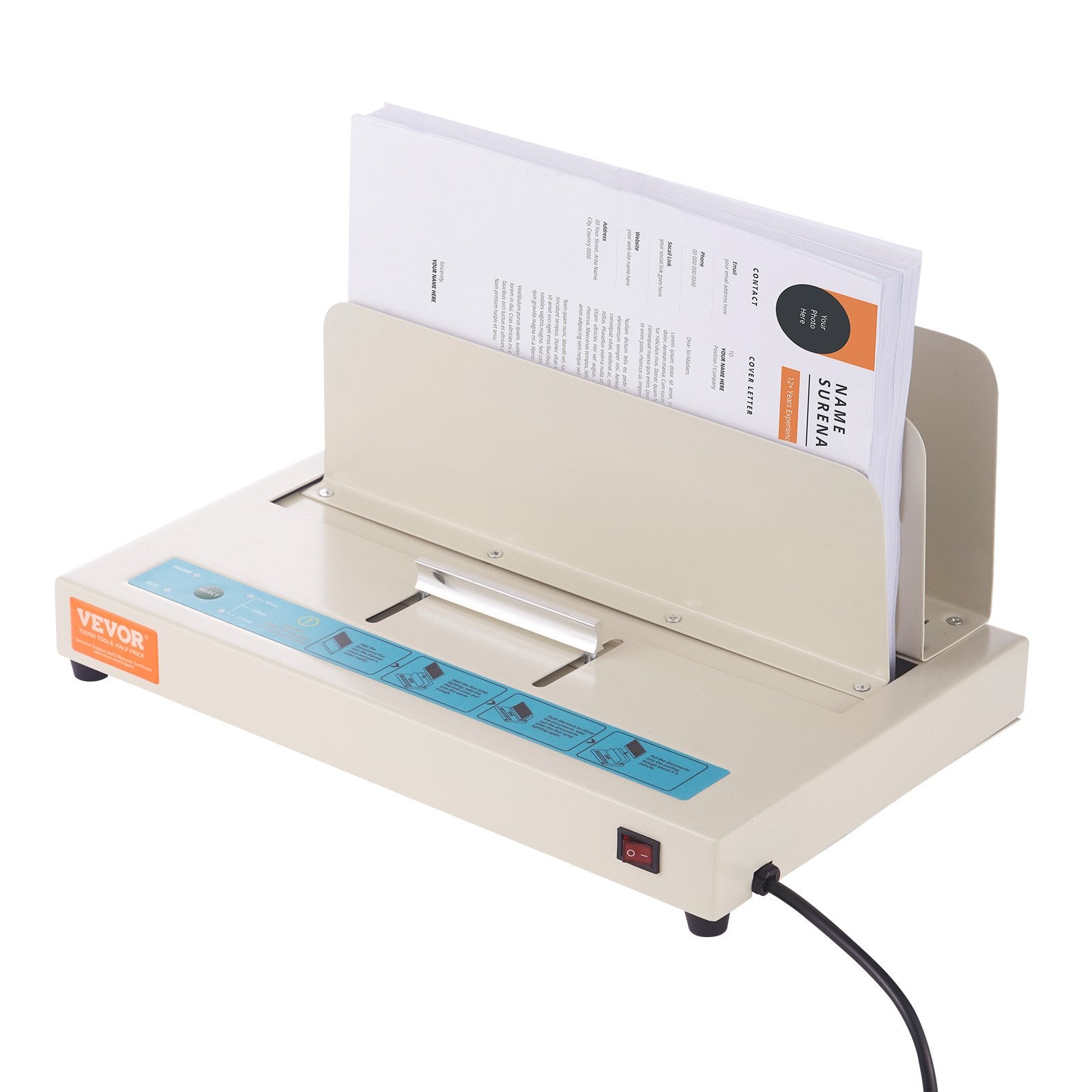 Thermal Binding Machine, 500 Sheets Capacity Book Binding Machine, Thermal Book Binder 50mm Binding Thickness A3(Short Edge)/A4/A5 Document, With Infrared Optical Detection