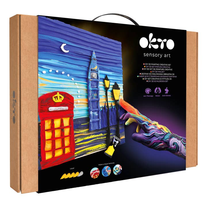 Travel the World with OKTO - Sculpt the London City Skyline with OKTO Sensory Art 3D Clay Painting 16x12 Inches