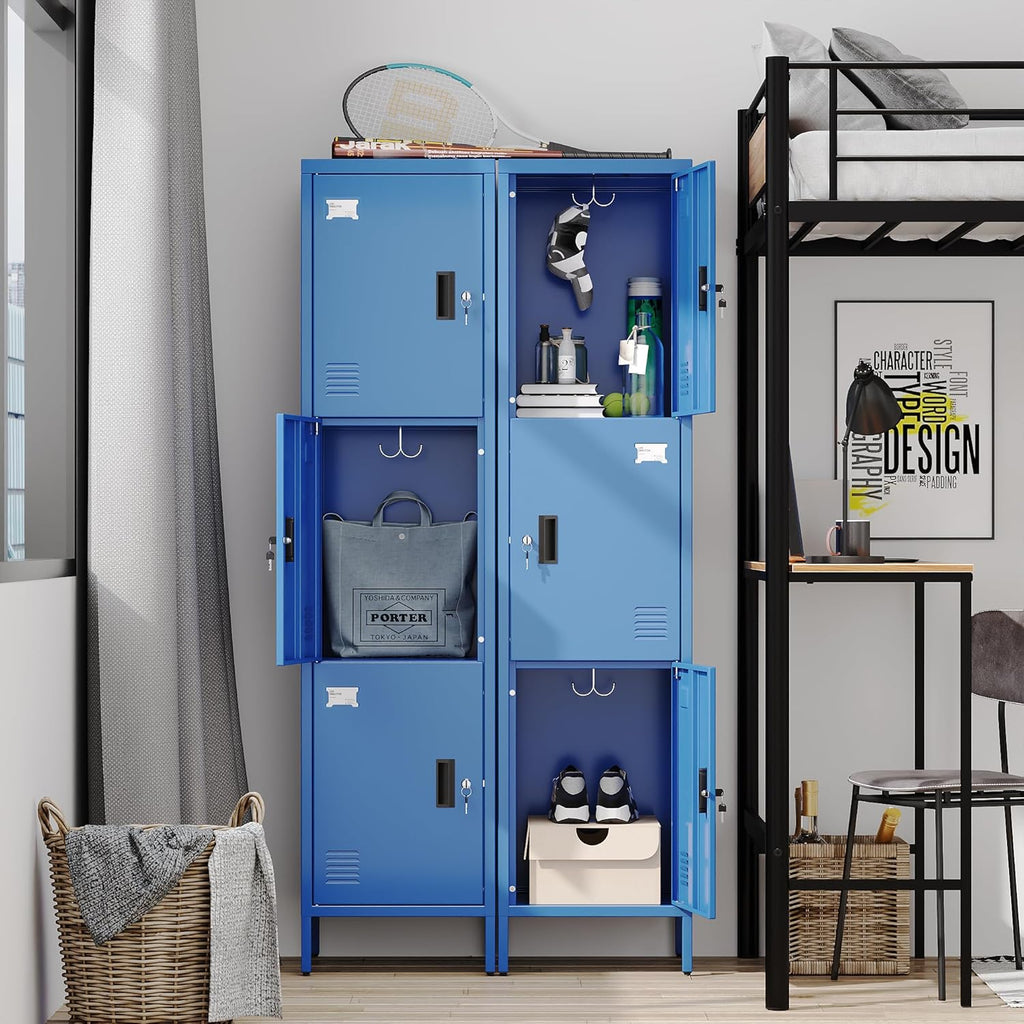 Aobabo Door Metal Storage Locker With Lock, Assembly Required, Blue