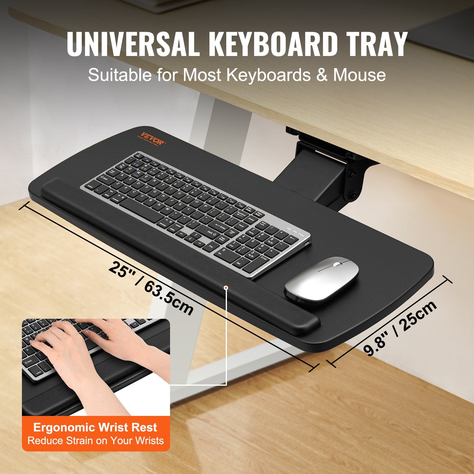 Keyboard Tray Under Desk Adjustable Height And Angle