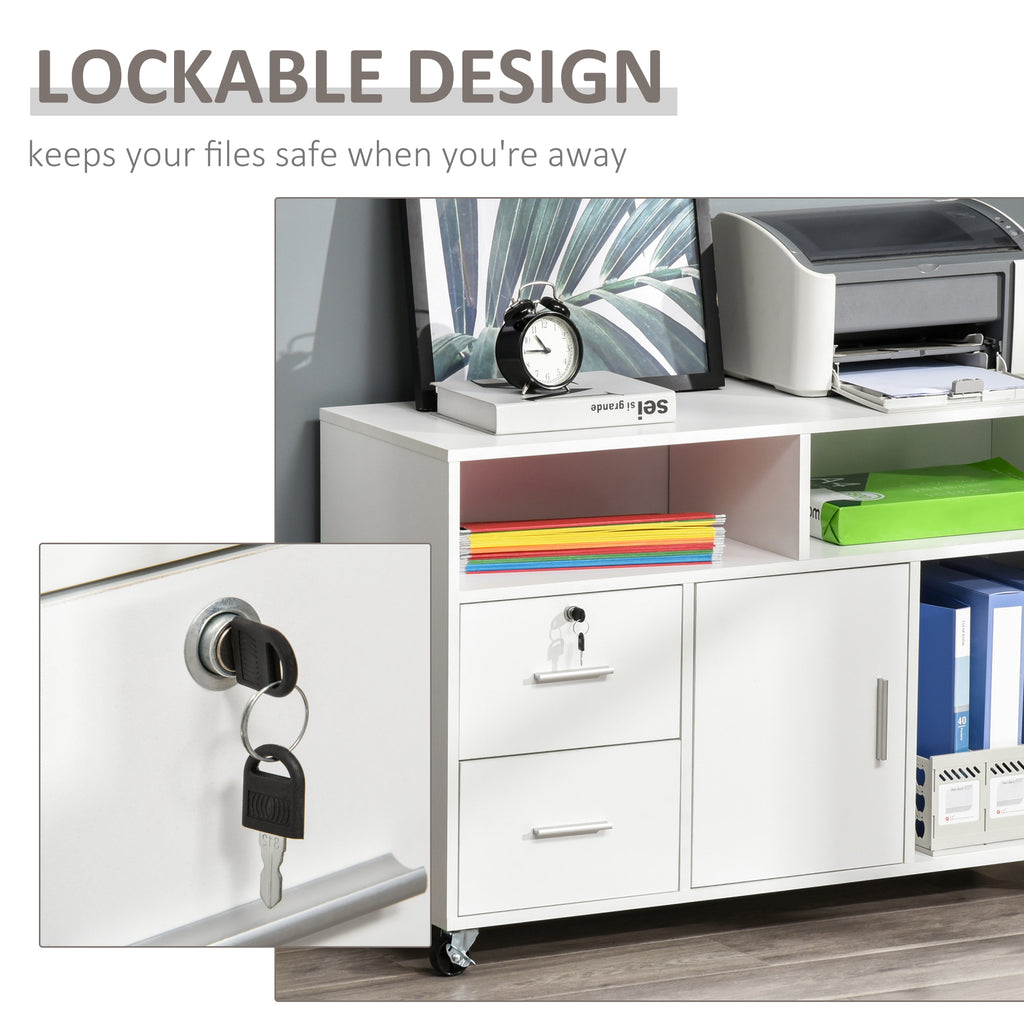 Printer Stand Home Office Mobile Storage Cabinet Organizer Desktop with Caster Wheels