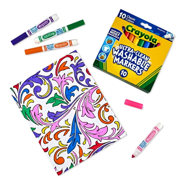 Crayola Ultra-Clean Washable Broad Line Markers, 10 Ct