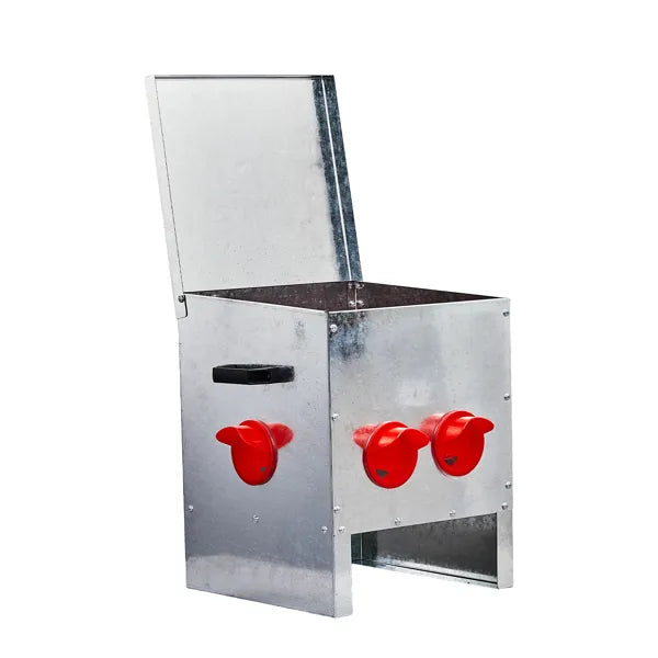 Chicken Feeder, Rodent Proof, 4 Ports With Handles And Lid