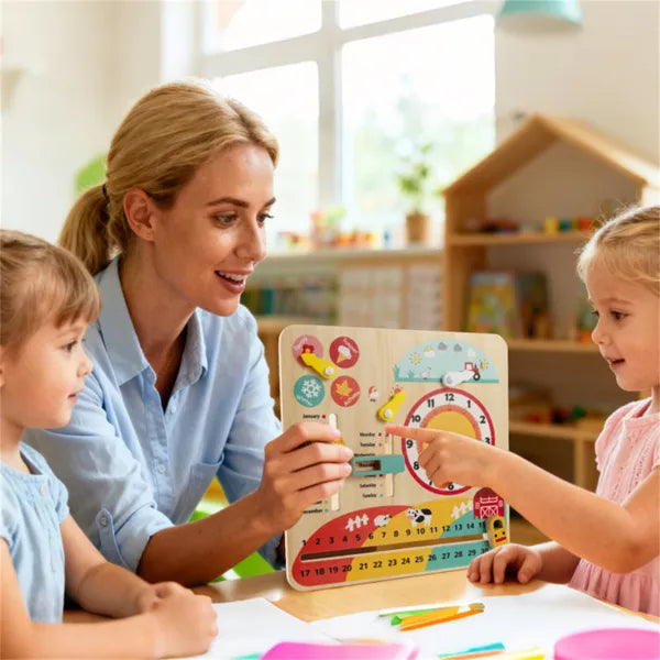 Montessori Wooden Time, Seasons, Months Learning Board