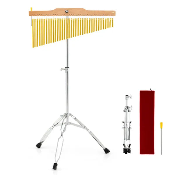 36-Tube Single-Row Wind Chime With Adjustable Tripod Stand, Portable Percussion Instrument