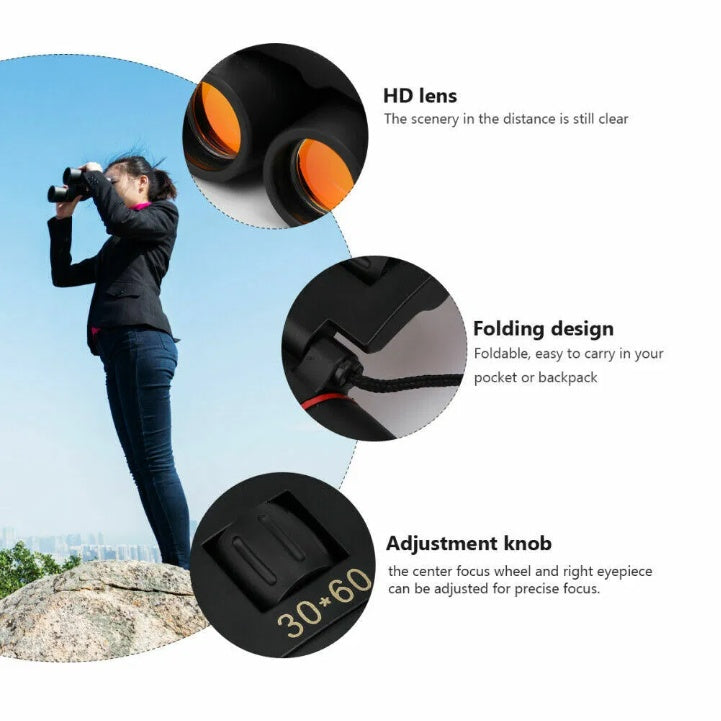 Binoculars 30x60 Zoom Outdoor Travel Compact Folding