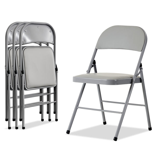 4pcs Simple Leather PVC Steel Pipe Exhibition Chairs