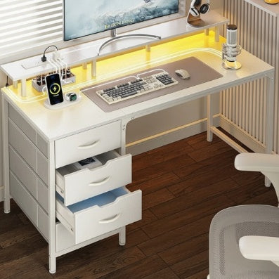 Computer Desk With A Power Socket & LED Light White, 40"