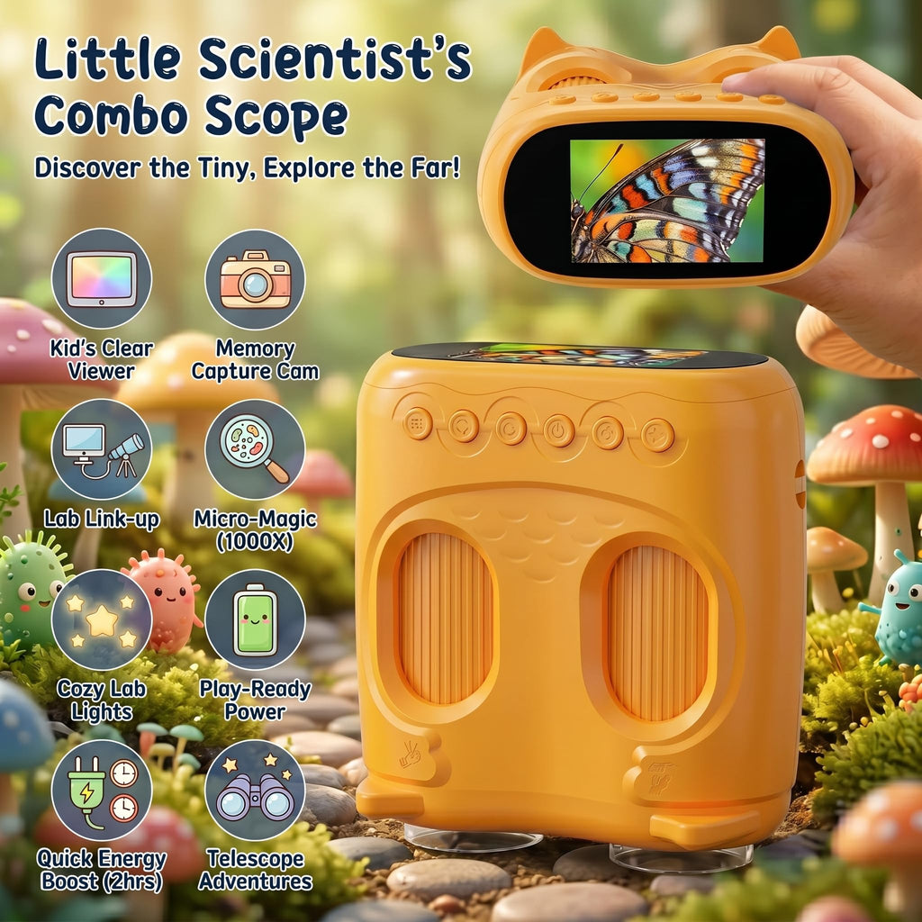 2-in-1 Handheld Microscope and Telescope, 1000X STEM Education Kit