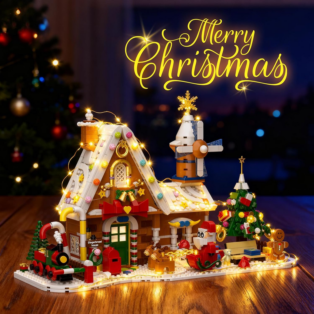 2026 Gingerbread House Advent Calendar – 1,180-Piece Educational Building Set with Lights
