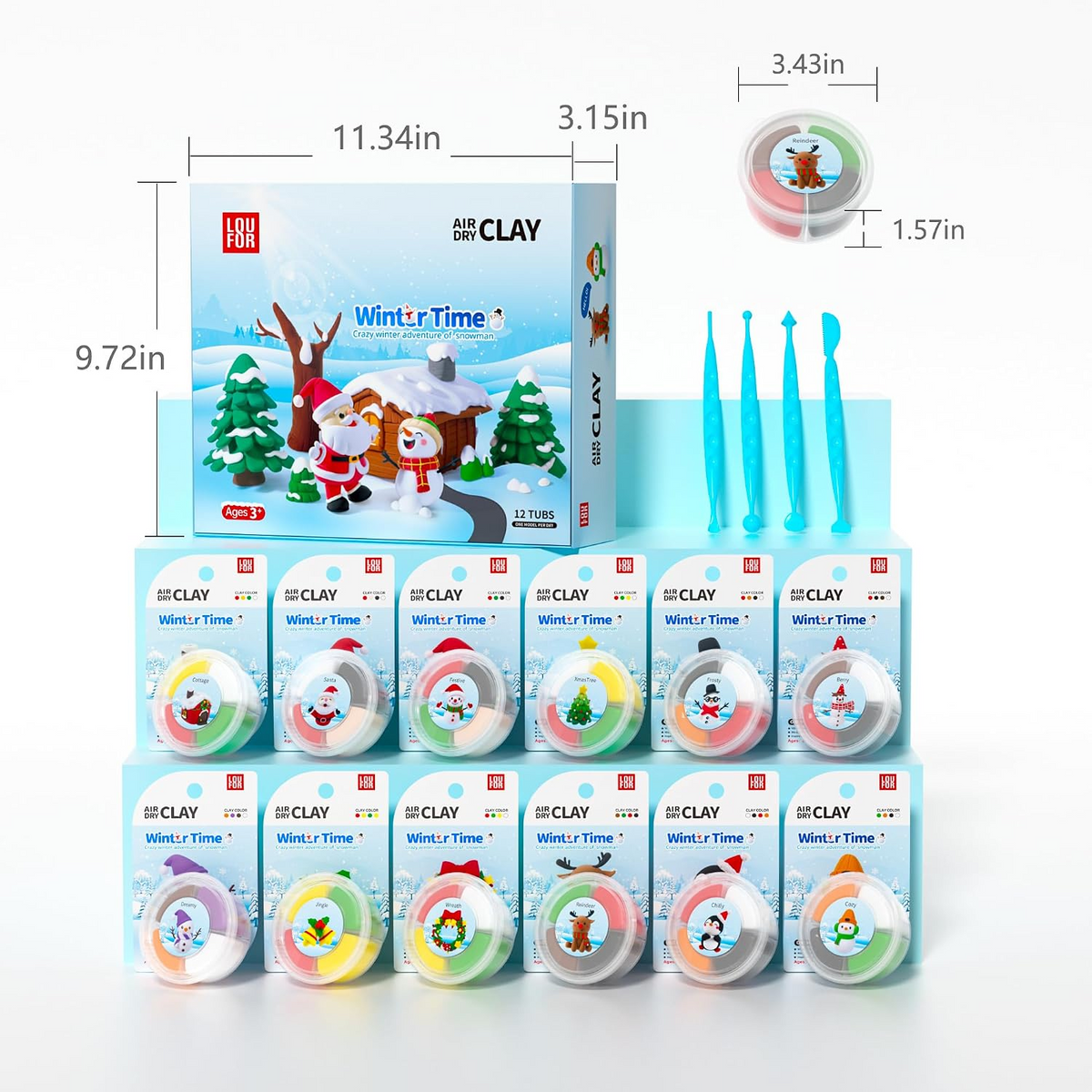 Air Dry Clay Kit with 4 Skulpting Tools - Christmas Themed