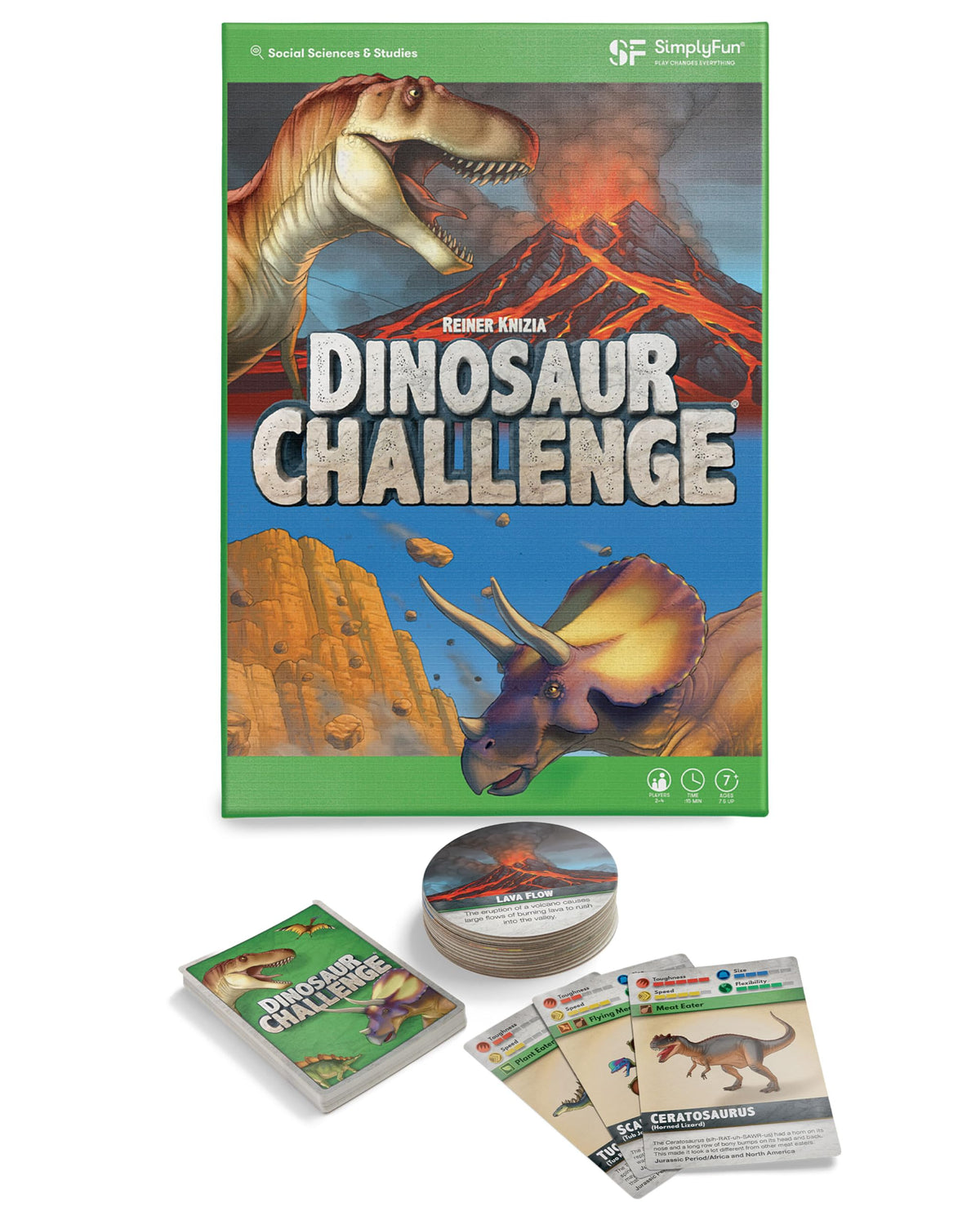 Dinosaur Challenge - Learn About Dinosaurs and Situational Analysis - Engaging and Educational Kids Card Game - 2 to 4 Players - Ages 7 & Up