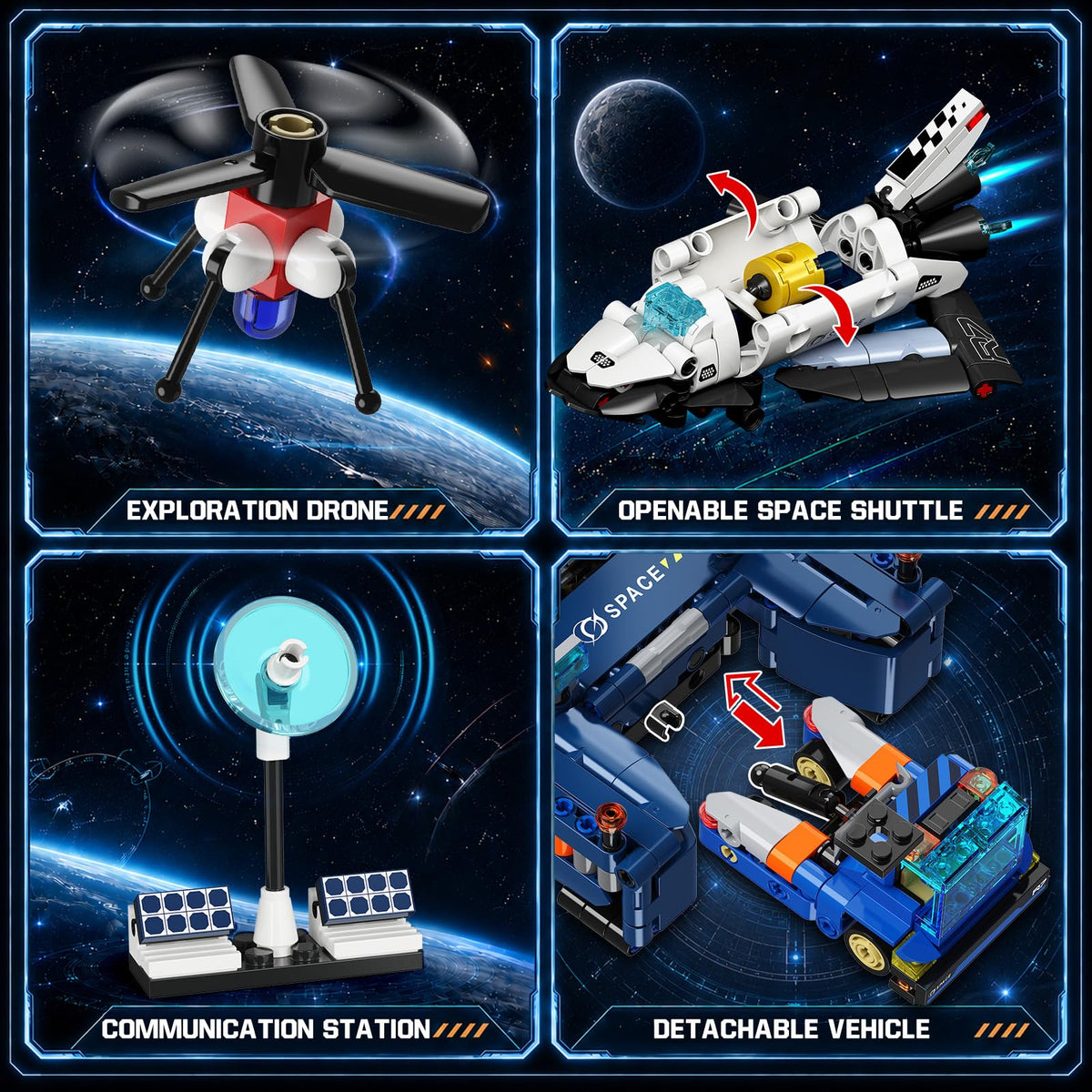 HiWEEGO Mechanical Space Launch System Rocket Building Set with LED Light