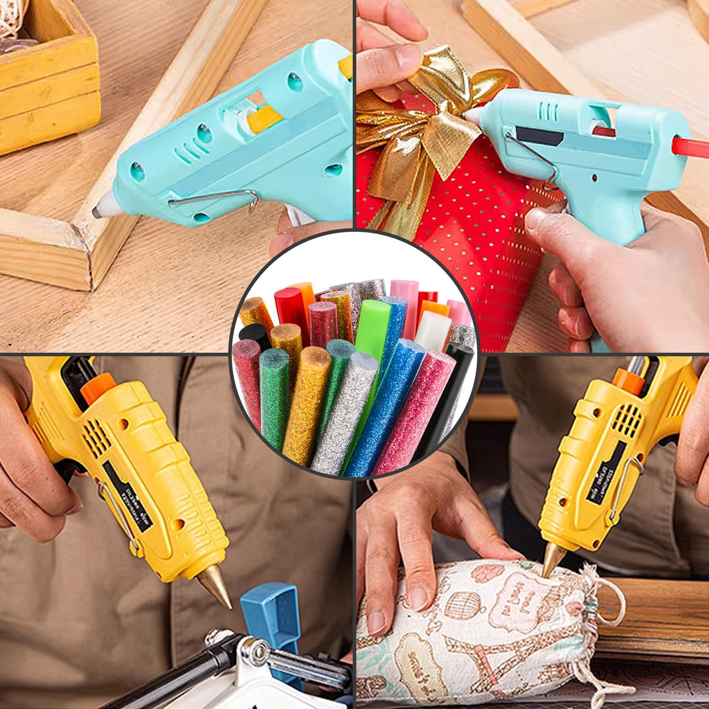 300 Pack Mini Hot Glue Sticks, 4" Long x 0.27" Diameter Colored Mini Hot Glue Sticks, Widely Used in Wood, Metal, Glass, Plastic, Floral, Fabric, Leather, Foam