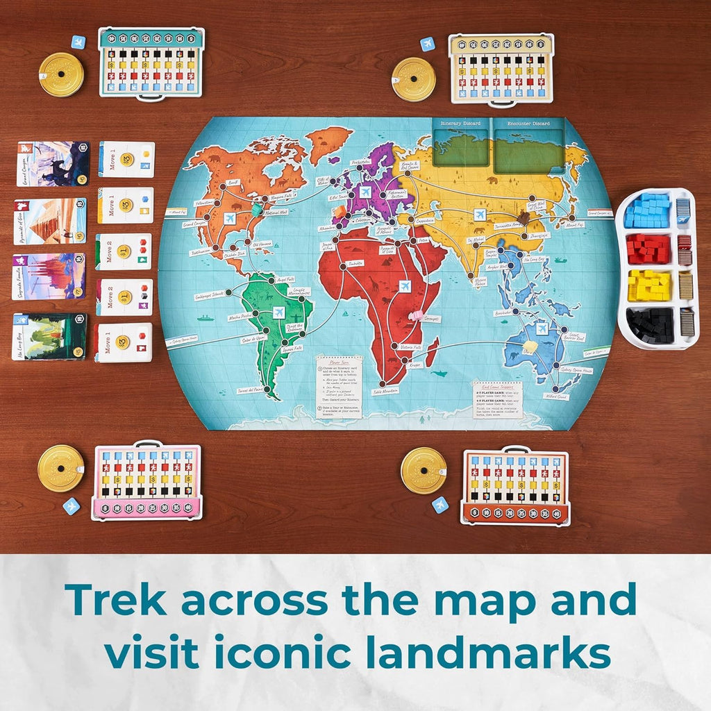 Trekking the World 2nd Edition - Award-Winning Board Games for Kids & Adults Ages 12+ - Easy-to-Learn Strategy Journey for Globetrotters, Perfect for Family Game Night & Educational Fun