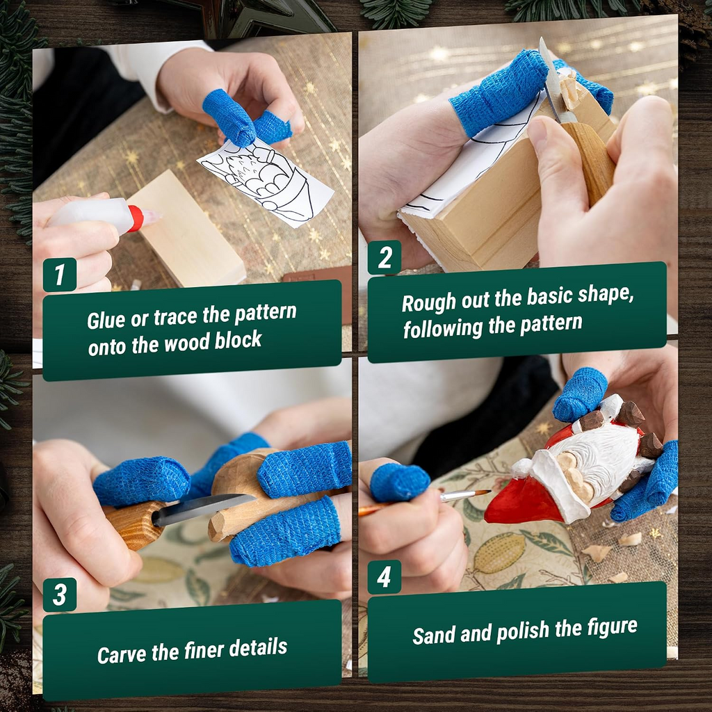 Santa Woodcarving Kit With Instructional Booklet & Video Lesson