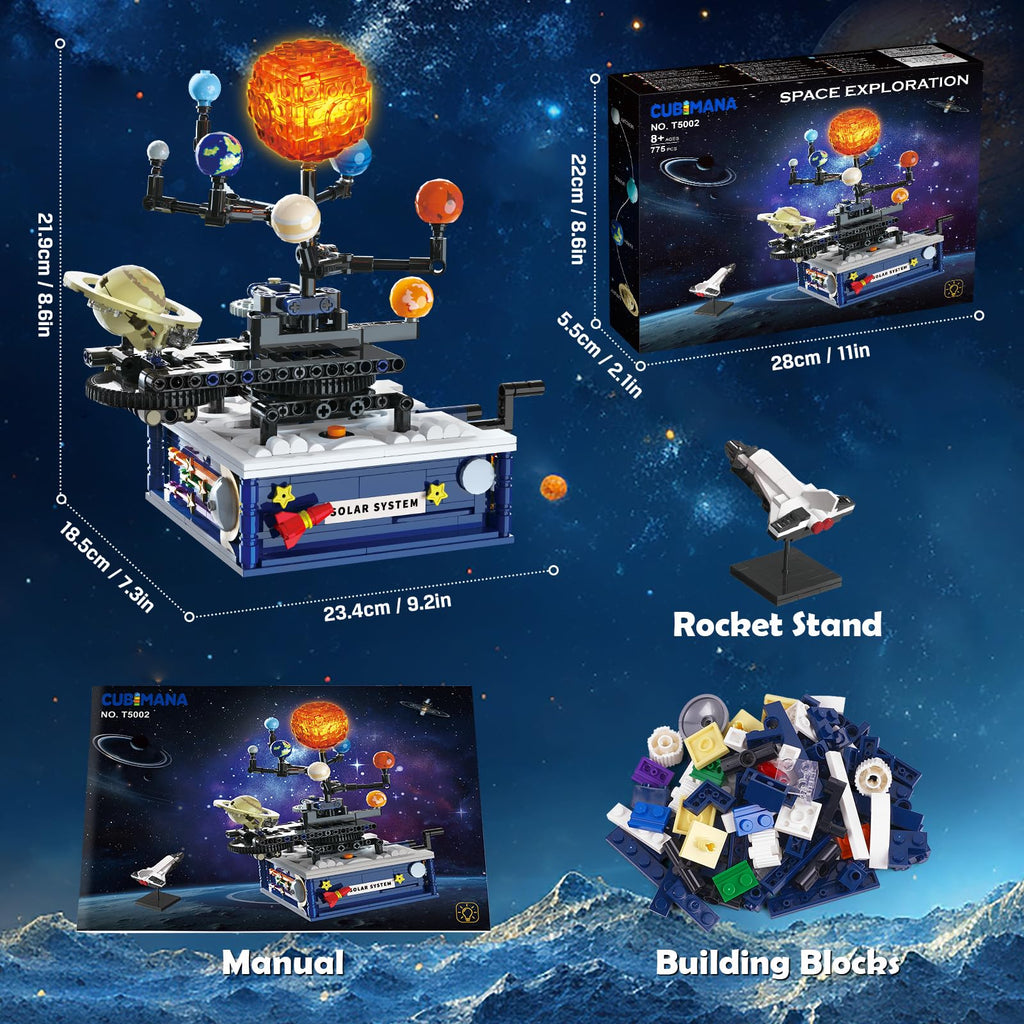 CUBIMANA Solar System Building Sets with Light for Boys 8+ with 8 Planets