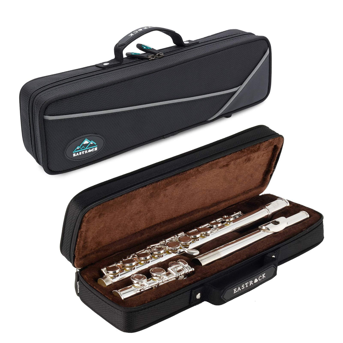 EastRock Closed Hole Flutes C 16 Key for Beginner, Kids, Student Silver Nickel Flute with Case Stand and Cleaning kit