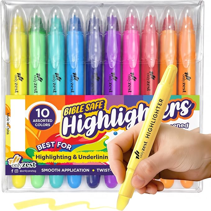 10 Pack Bible Safe Highlighters - Vibrant Colors Gel Highlighters
