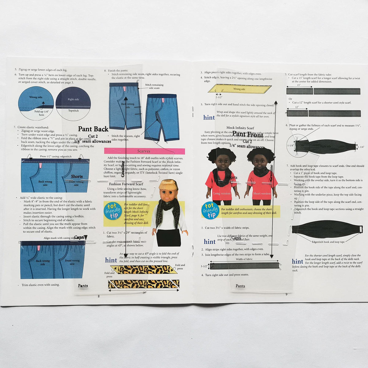 Learn to Sew Quick Trace Doll Fashions Templates for 18" Dolls with 5pcs Quilting Rulers and Sewing Instruction
