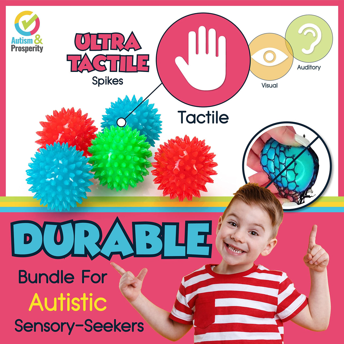 Autism & Prosperity Kids Toys All-Around Sensory Stim Alt Autistic Children Set, ASD Boys Girl Teen Rainmaker Bubbler Balls Special Needs Age 3 4 5-7 8-12 Years Old Products Gifts Game