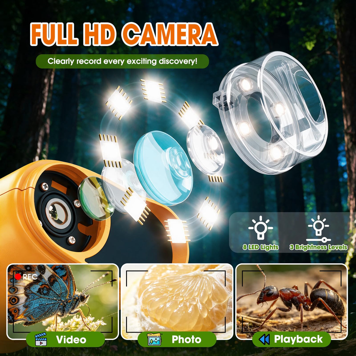 Digital Microscope Science Kit with Mineral Specimens & Plant Insect Slides for STEM Education