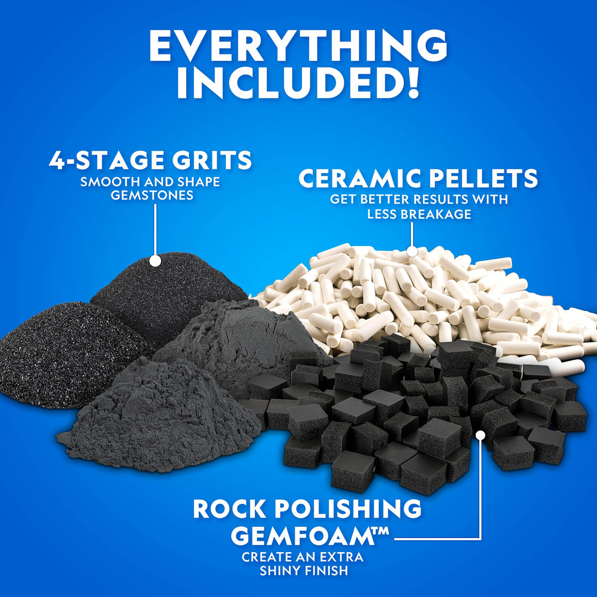 National Geographic Rock Tumbler Grit and Rock Polishing Refill Kit