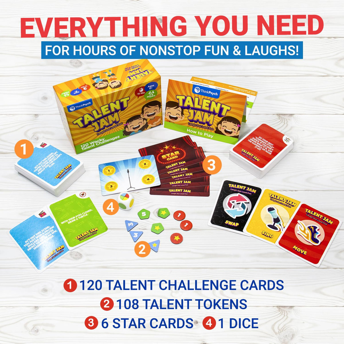 Talent Jam Performing Arts &amp; Creative Expression Game – 120 Drama, Music, Movement & Art Challenges