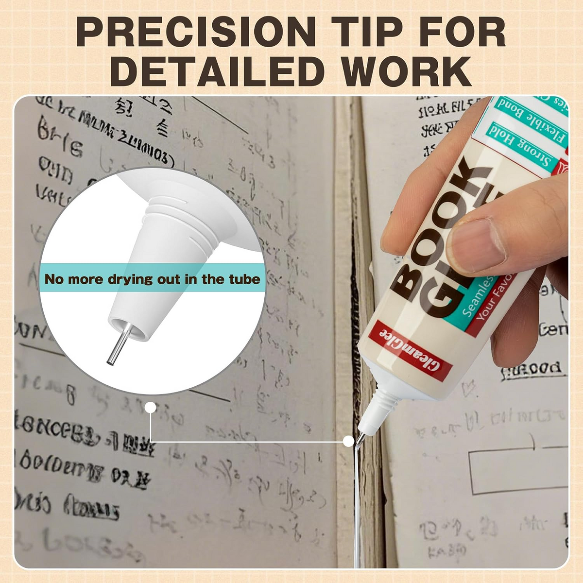Book Glue for Binding and Repair, Strong Permanent Bond, Clear and Flexible