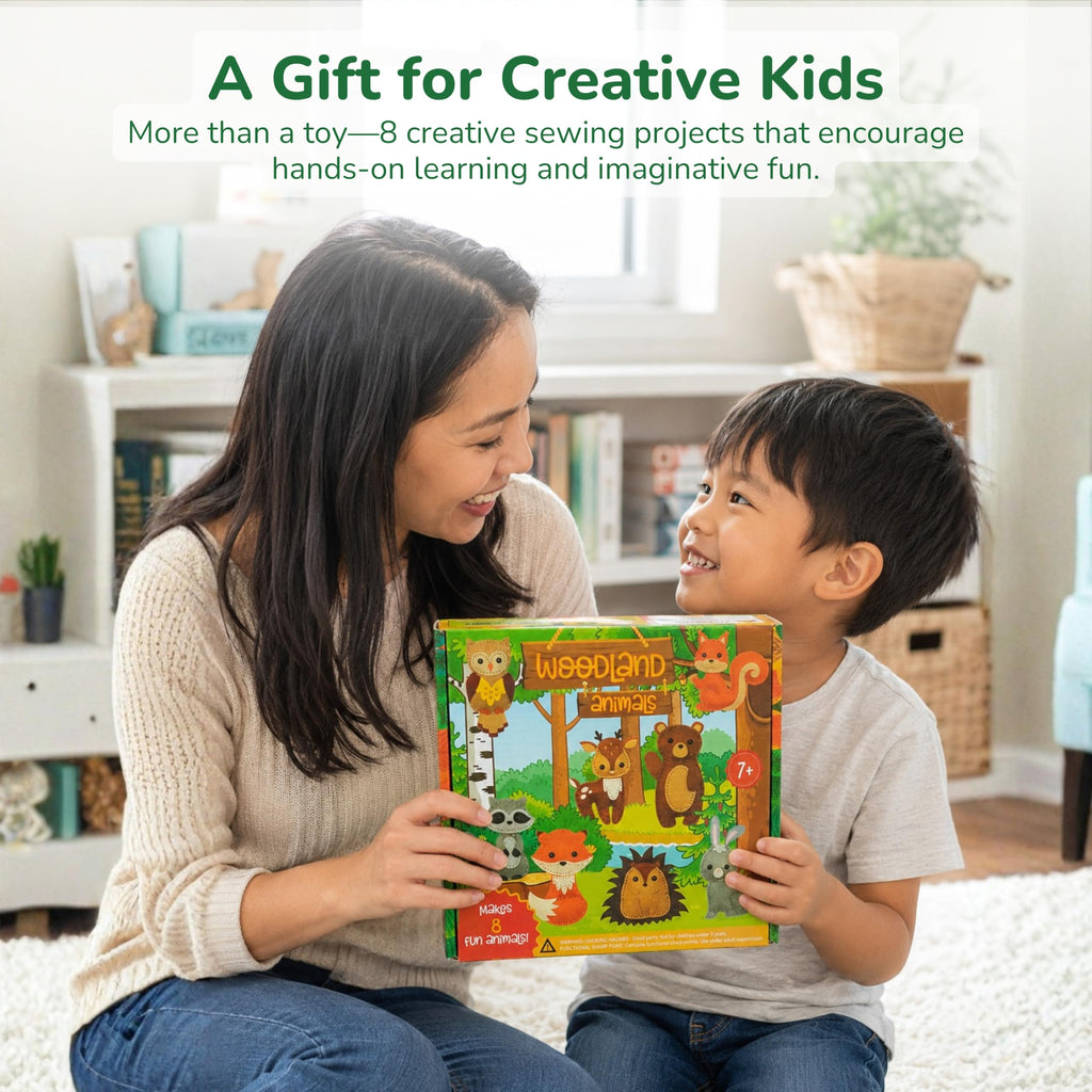 Craftorama Sewing Kit for Kids, Fun and Educational Animal Craft Set for Boys and Girls Age 7-12, Sew Your Own Felt Animals Craft Kit for Beginners, 165 Piece Set