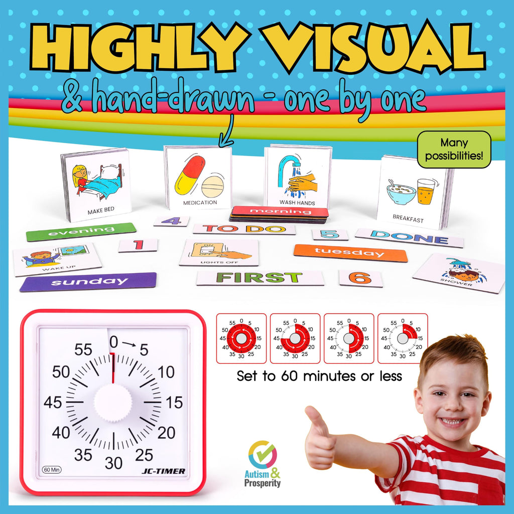 Autism & Prosperity Time Schedule Tasks - Autism Learning Materials, Special Education Autism Sensory Products, Sensory Toys for Kids with Autism, Visual Schedule for Kids with Autism Age 4 5 7 8 12