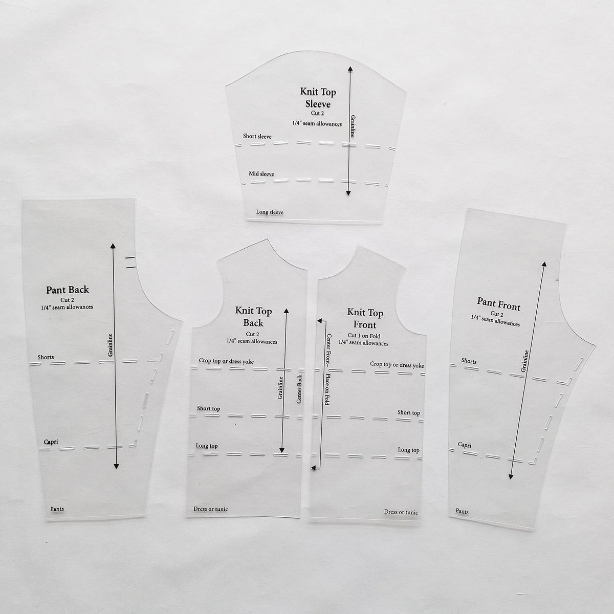 Learn to Sew Quick Trace Doll Fashions Templates for 18" Dolls with 5pcs Quilting Rulers and Sewing Instruction